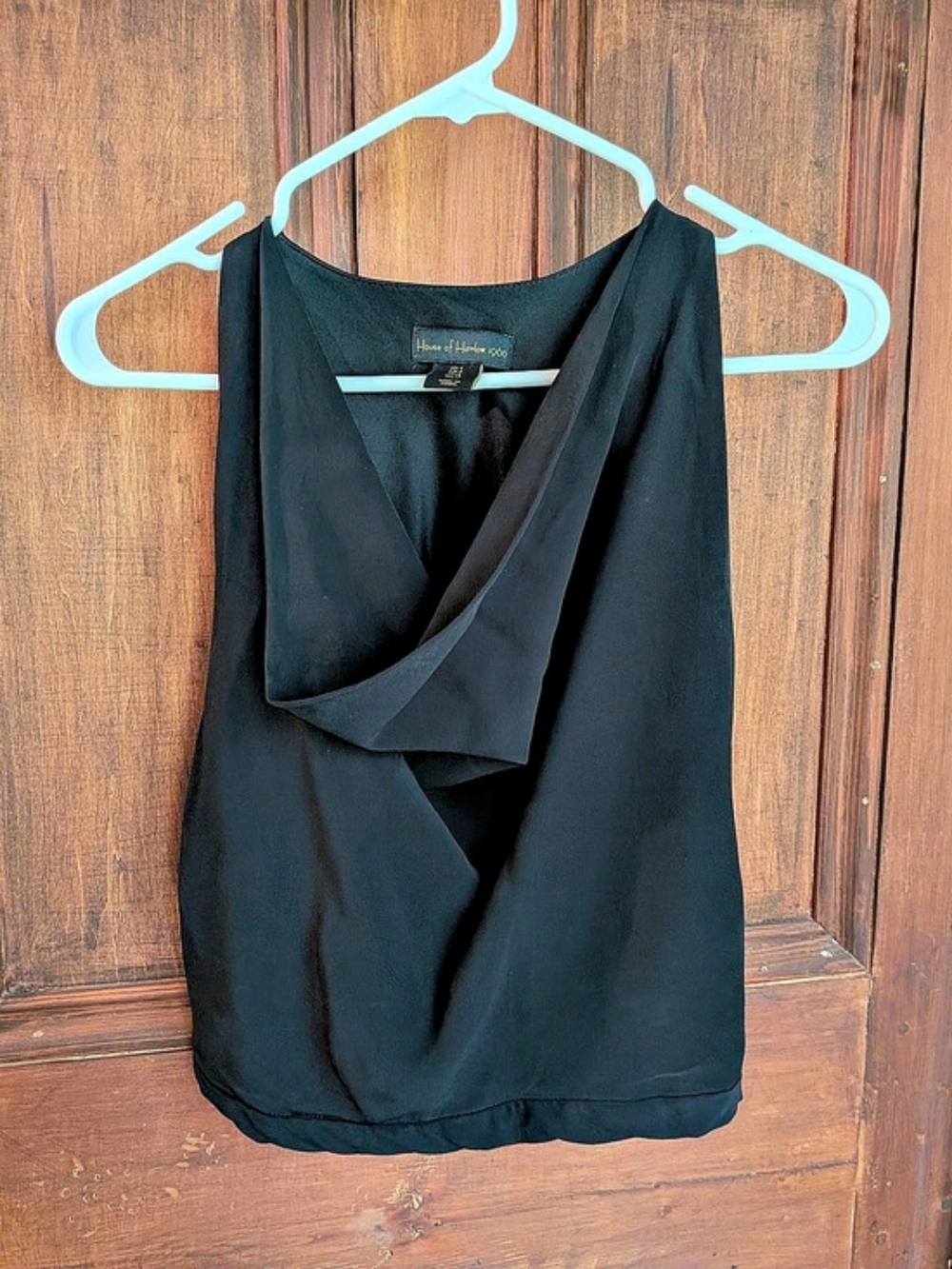 House of Harlow 1960 Black Draped Blouse